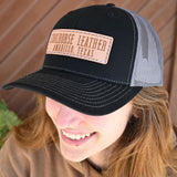 Coolhorse Black and Charcoal Mesh Snapback Cap w/ Coolhorse Leather Patch