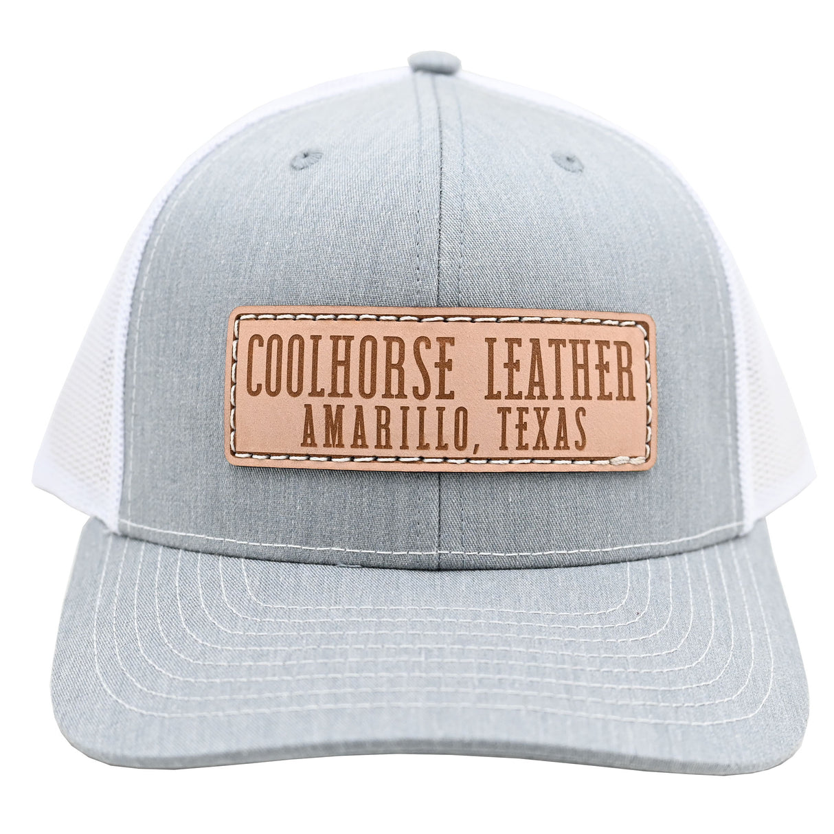Coolhorse Heather Grey and White Mesh Snapback Cap w/ Coolhorse Leather Patch