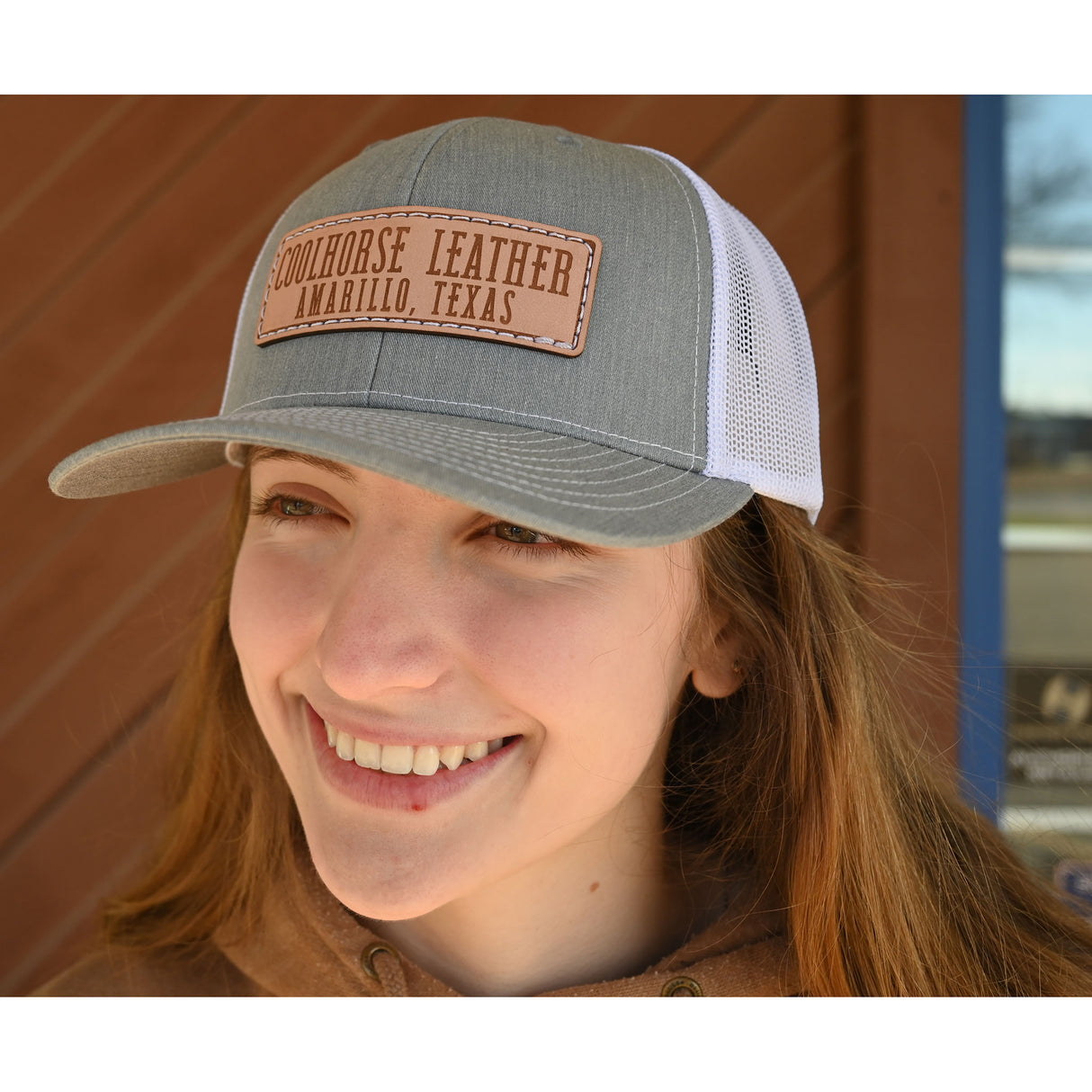 Coolhorse Heather Grey and White Mesh Snapback Cap w/ Coolhorse Leather Patch