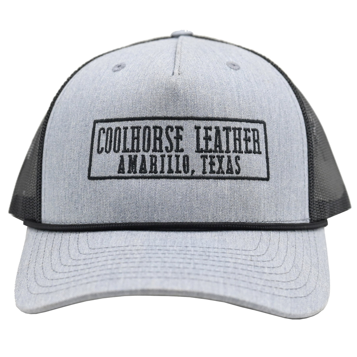 Coolhorse Heather Grey and Black Mesh Snapback Cap w/ Coolhorse Leather Logo