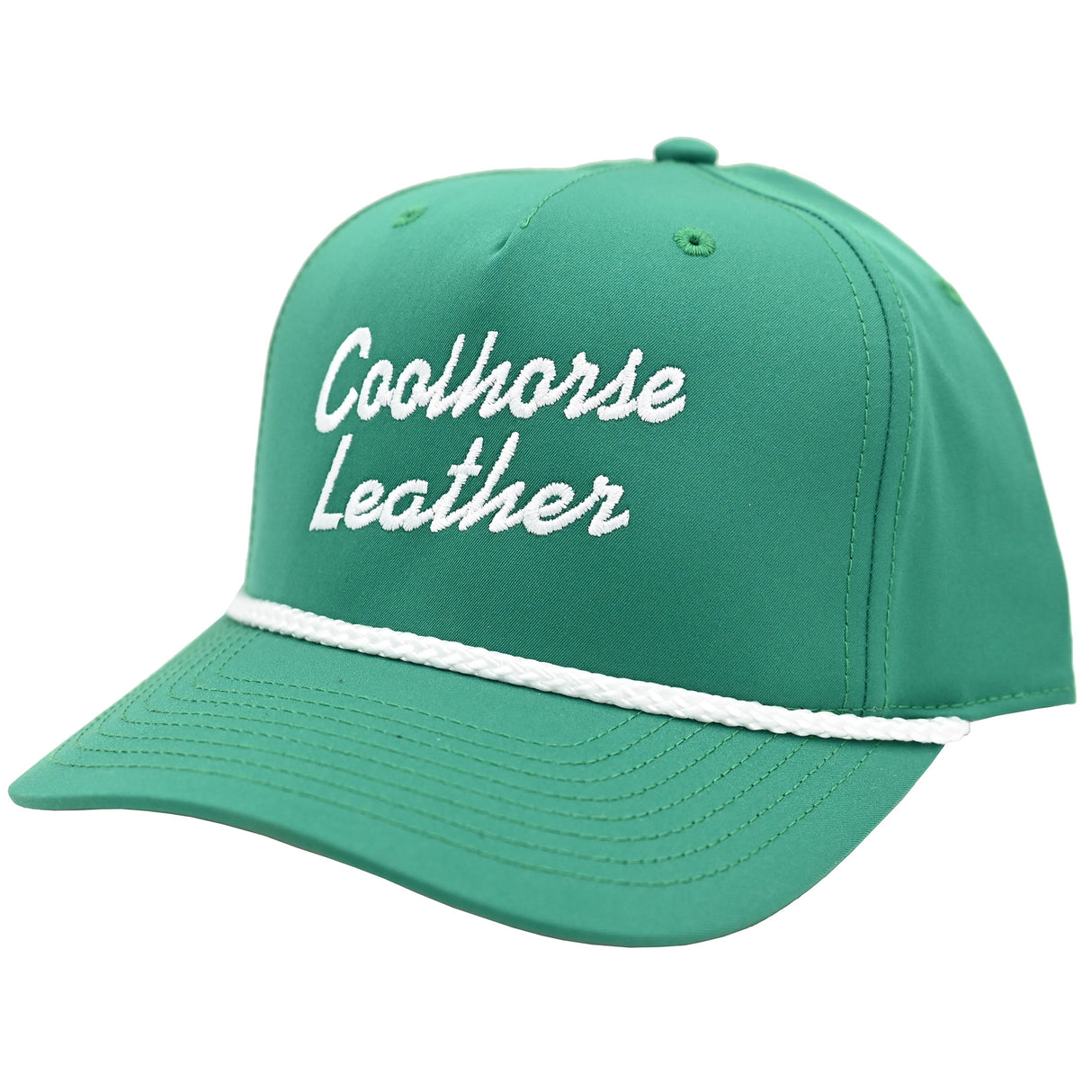 Coolhorse Leather Kelly Green Cap with Rope