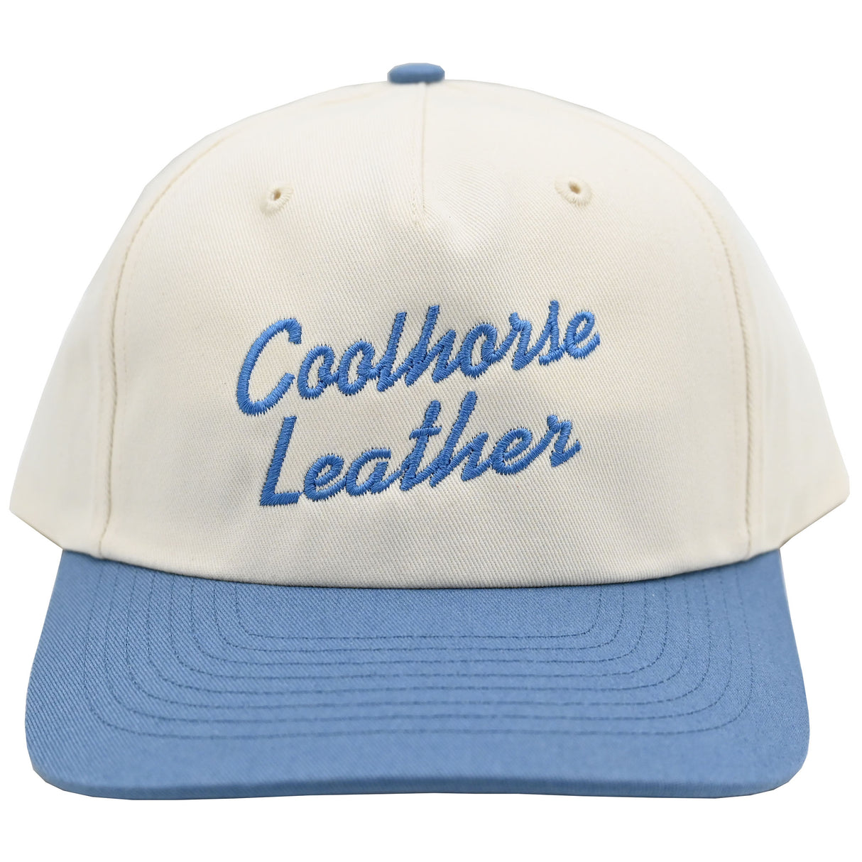 Coolhorse Cream/Light Denim Grandpa Cap with Coolhorse Leather Embroidery