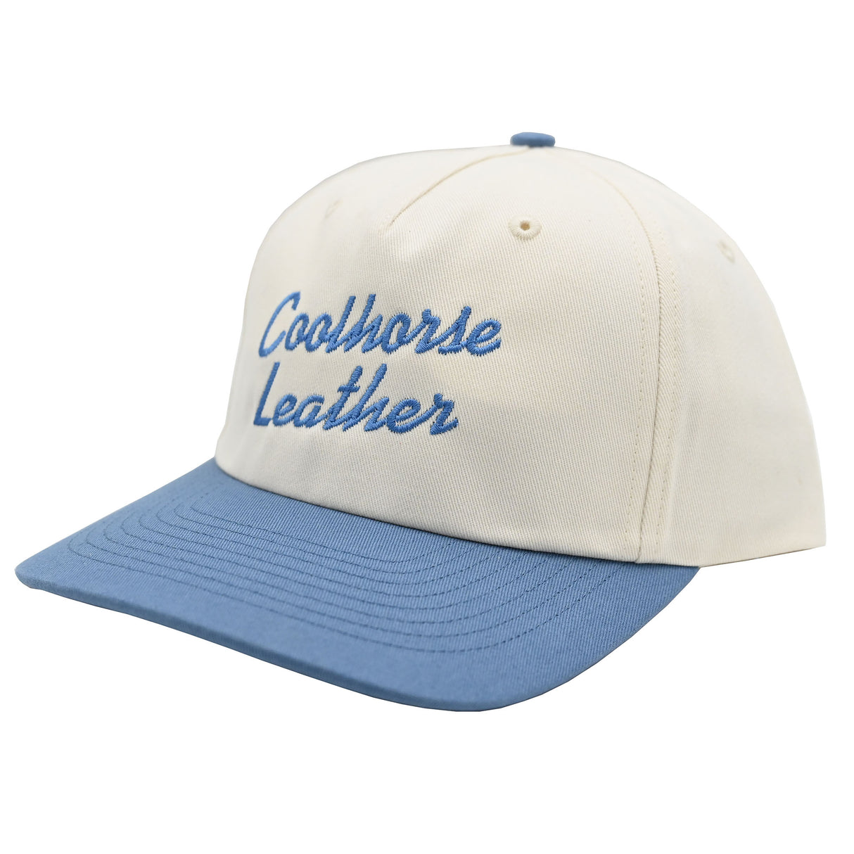 Coolhorse Cream/Light Denim Grandpa Cap with Coolhorse Leather Embroidery