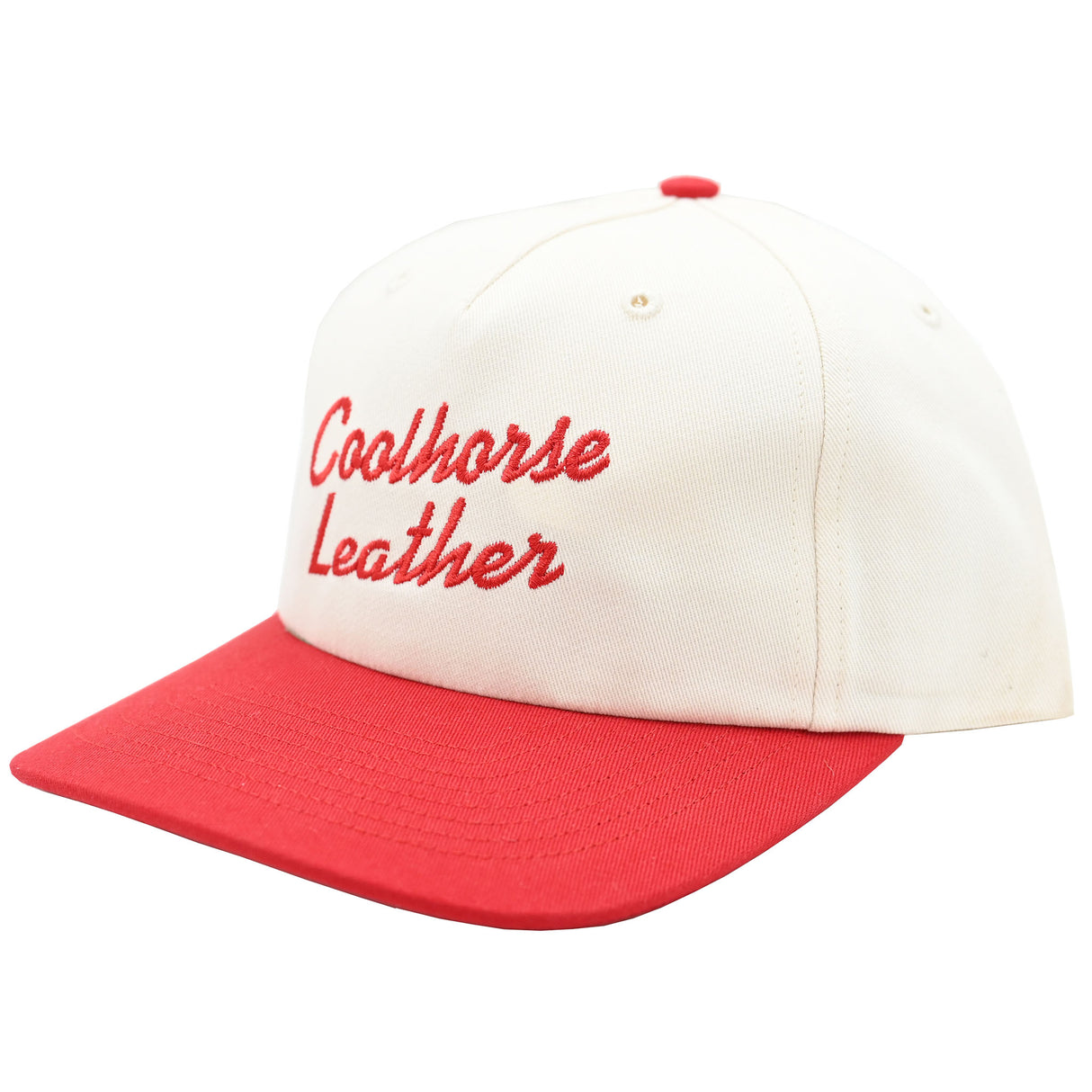 Coolhorse Cream/Red Grandpa Cap with Coolhorse Leather Embroidery