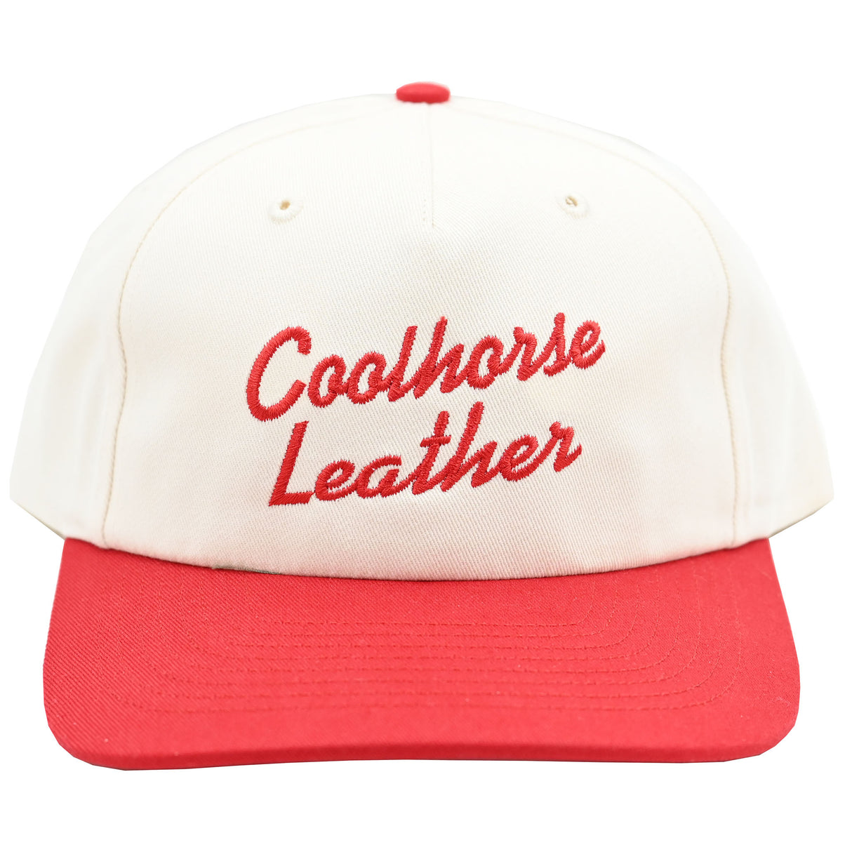 Coolhorse Cream/Red Grandpa Cap with Coolhorse Leather Embroidery