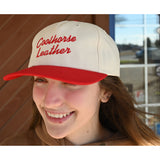 Coolhorse Cream/Red Grandpa Cap with Coolhorse Leather Embroidery