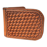Coolhorse Leather Bifold Rounded Basket Stamp Money Clip Wallet