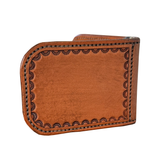Coolhorse Leather Bifold Rounded Basket Stamp Money Clip Wallet