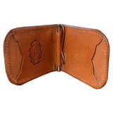 Coolhorse Leather Bifold Rounded Basket Stamp Money Clip Wallet