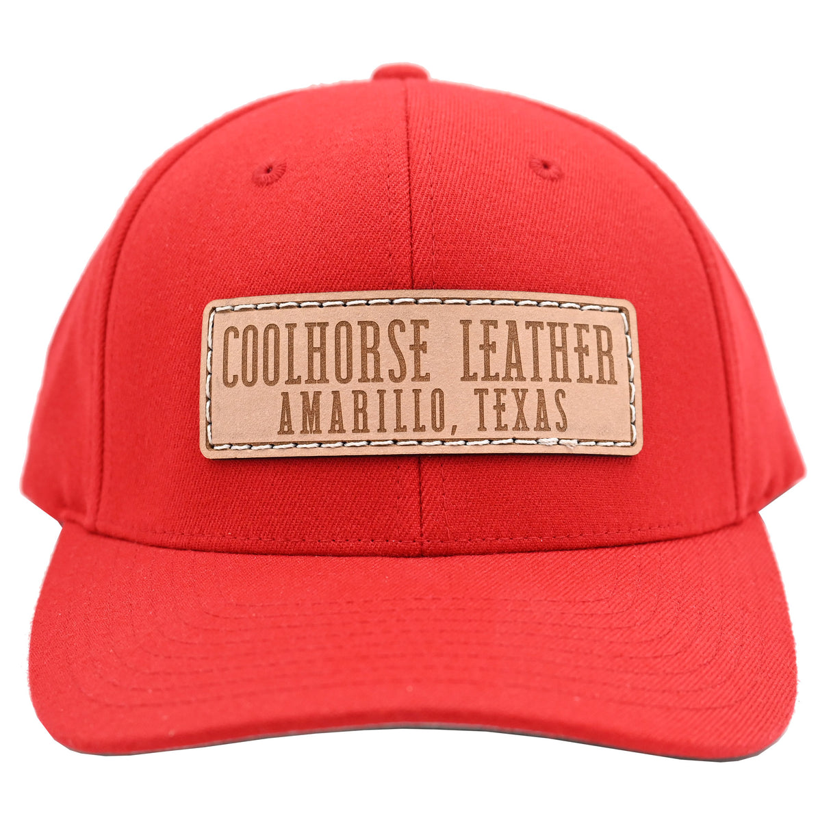 Coolhorse Red Fitted Cap with Coolhorse Leather Patch