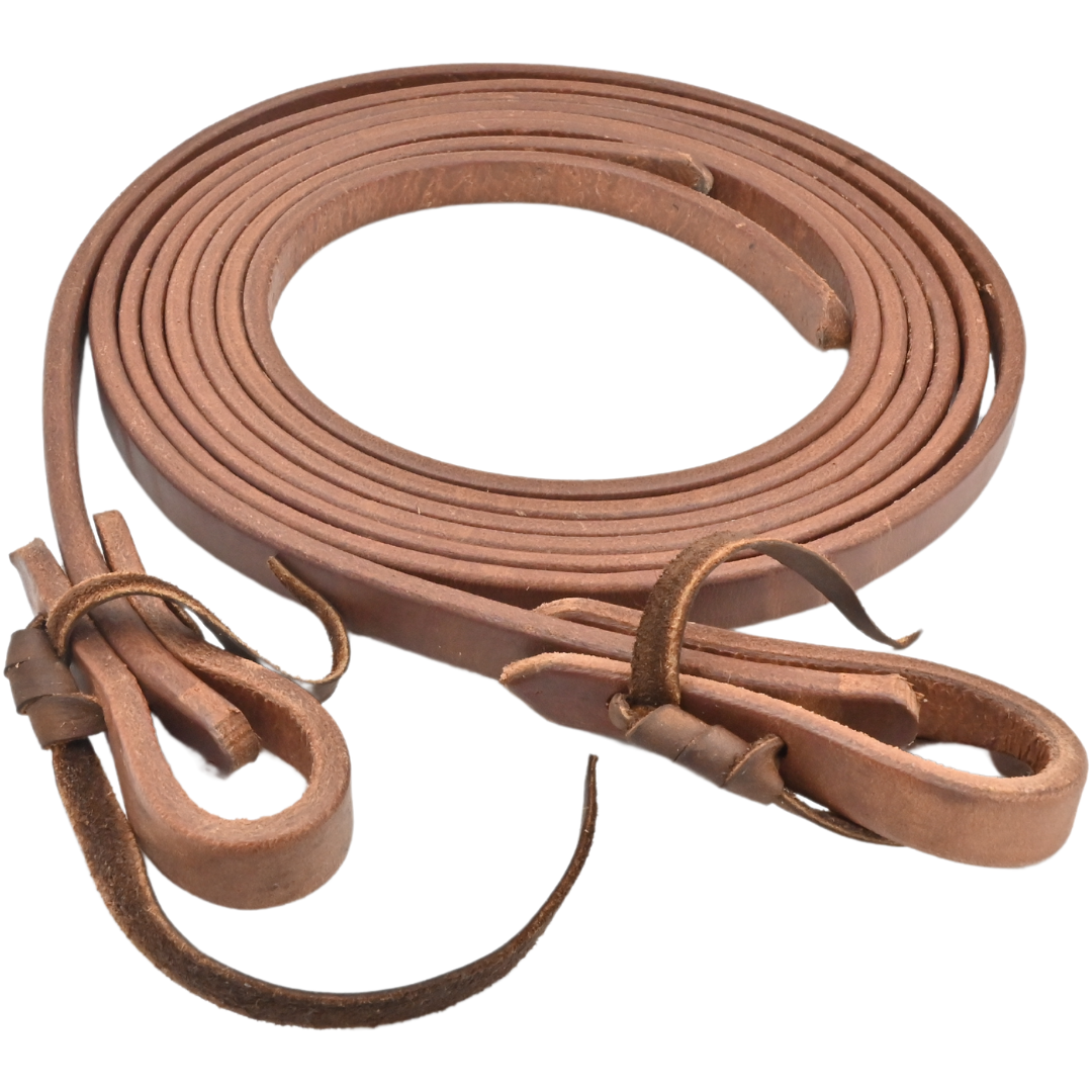 5/8" X 8' Leather Reins - Medium Oil Color, Made In USA, Horse Riding Equipment 7 thumbnail image