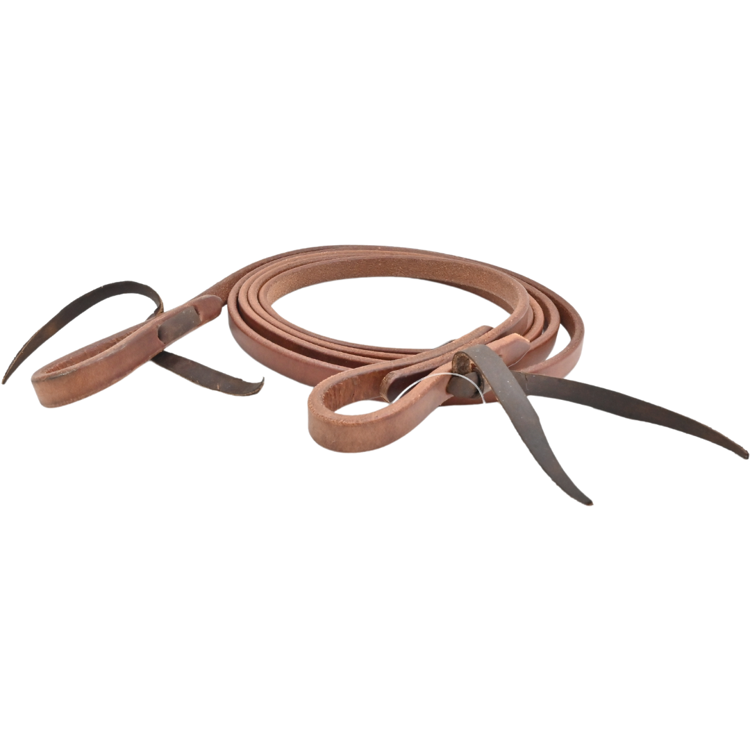 Coolhorse Leather 5/8" Harness Leather Roping Reins with Waterloops- Handmade in Amarillo, TX
