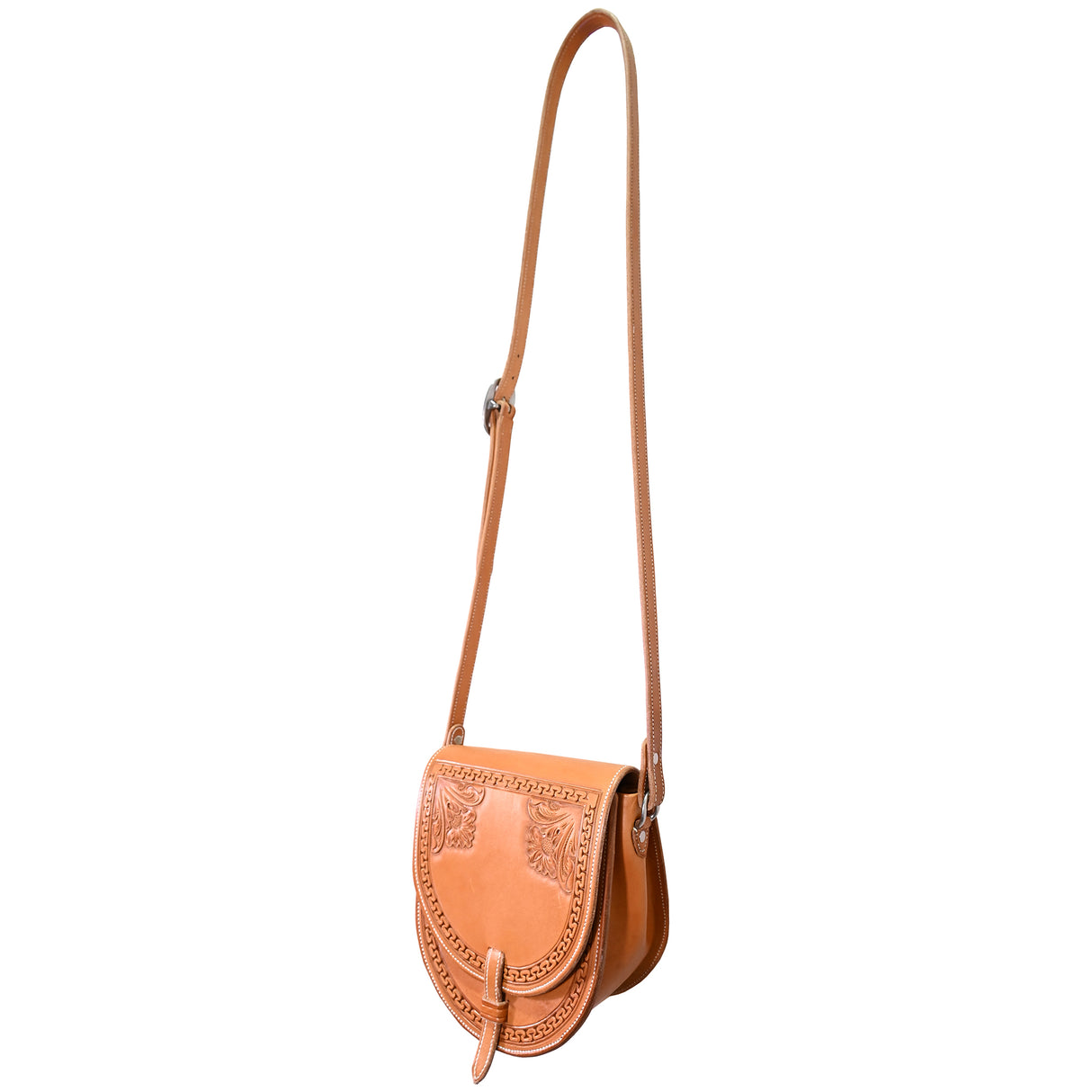 Coolhorse Leather Border Stamped Hand-Tooled Saddle Bag Purse