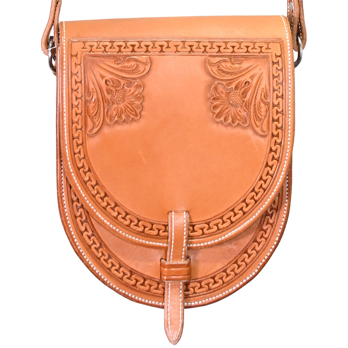 Coolhorse Leather Border Stamped Hand-Tooled Saddle Bag Purse
