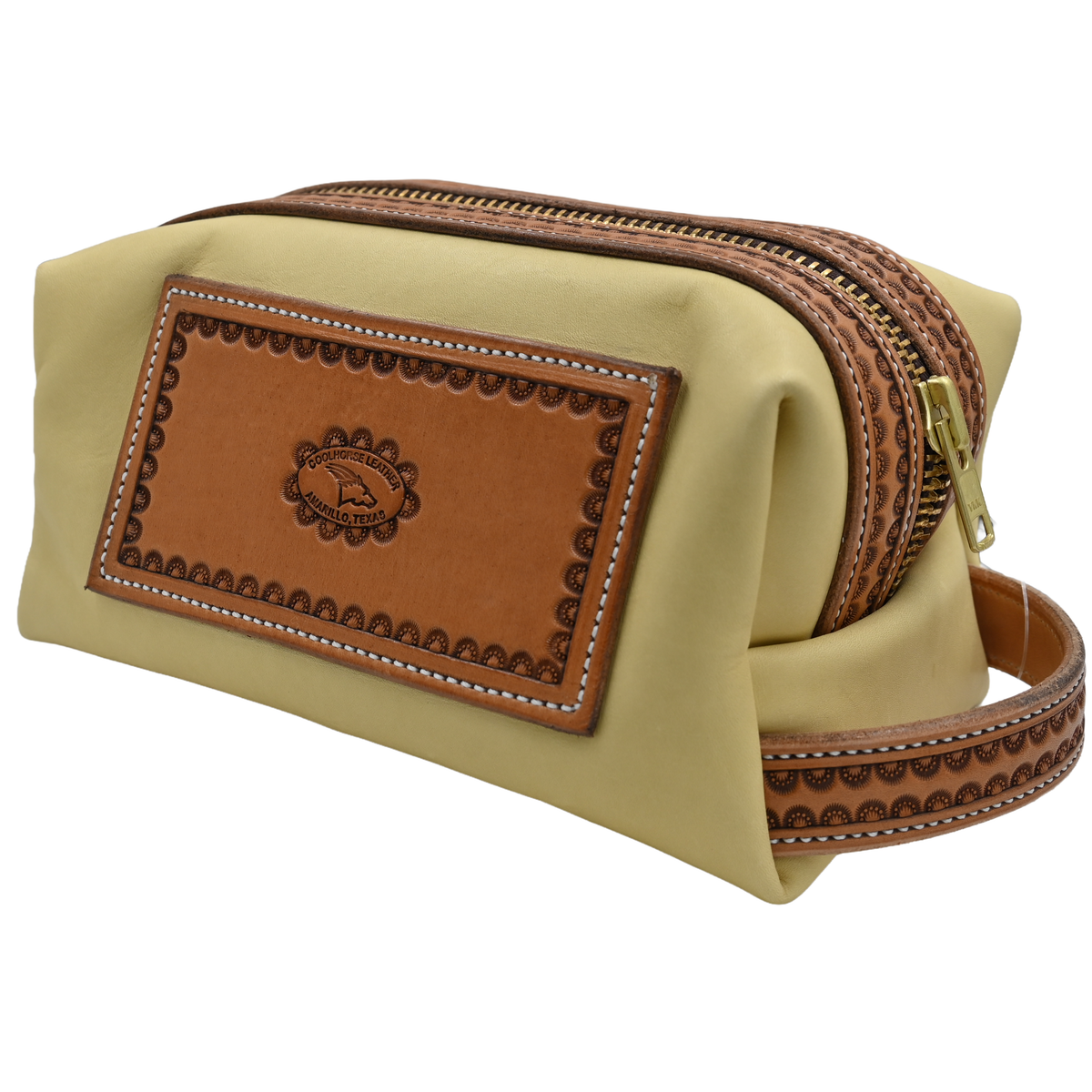 Coolhorse Leather Buckskin Border Stamped Leather Shave Kit