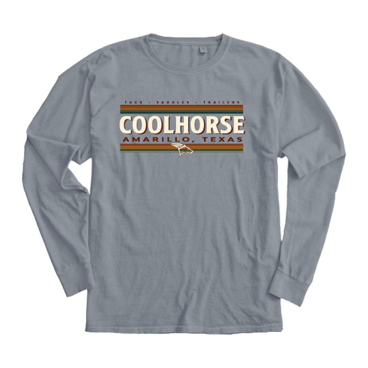 Coolhorse Gray Stripe Logo Long Sleeve T-Shirt