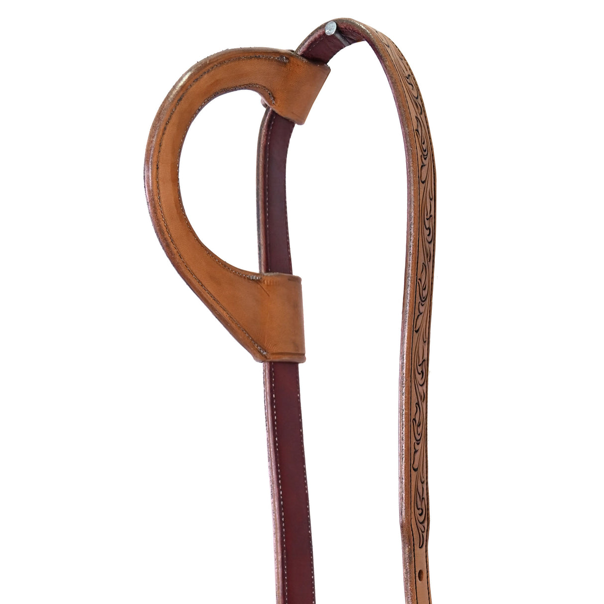 Coolhorse Leather Floral Knife Carved Slip Ear Headstall with Silver Sinclair Buckle