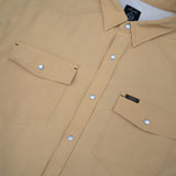 San Jac Men's Long Sleeve Performance Pearl Snap Shirt - Cowboy Khaki
