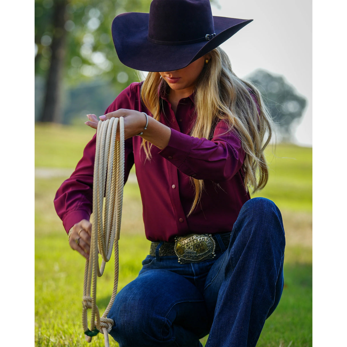 San Jac Women's Long Sleeve Performance Shirt - Maroon