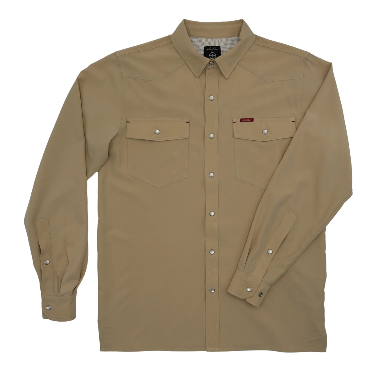 San Jac Youth Long Sleeve Performance Pearl Snap Shirt - Cowboy Khaki
