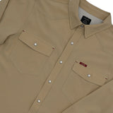 San Jac Youth Long Sleeve Performance Pearl Snap Shirt - Cowboy Khaki