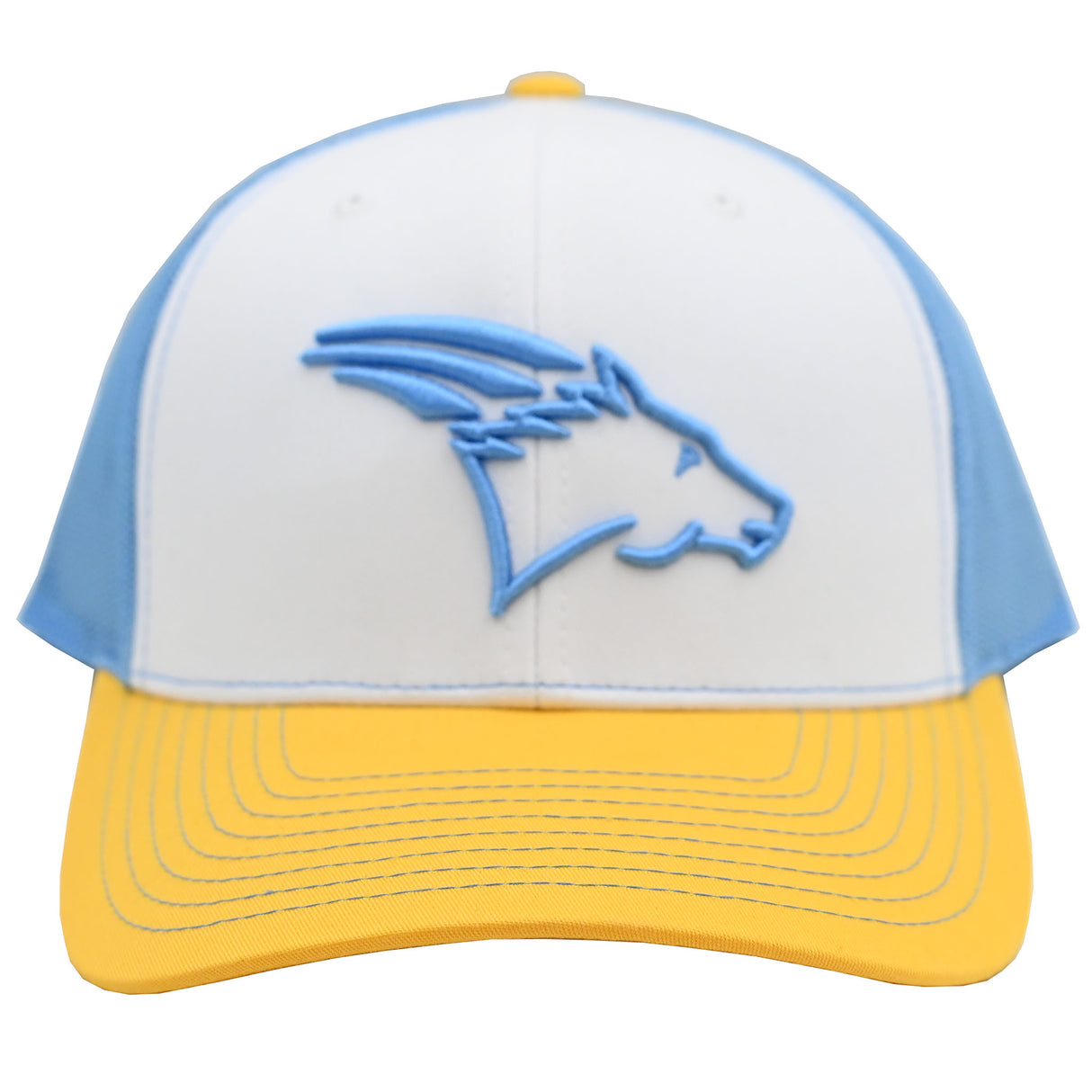 Coolhorse White/Columbia Blue/Yellow Mesh Cap w/ Coolhorse Head Logo