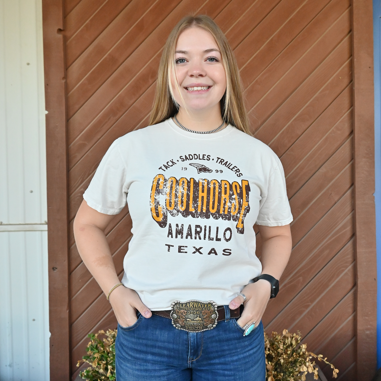 Coolhorse Unisex Short Sleeve Logo T-Shirt- Cappuccino