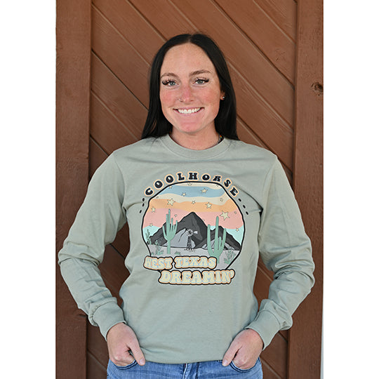 Coolhorse West Texas Dreamin’ Seafoam Green Long Sleeve T-shirt