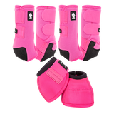 Classic Equine Legacy2 Complete Package, Front, Hind, & Bell Boot Combo Pack- Hot Pink