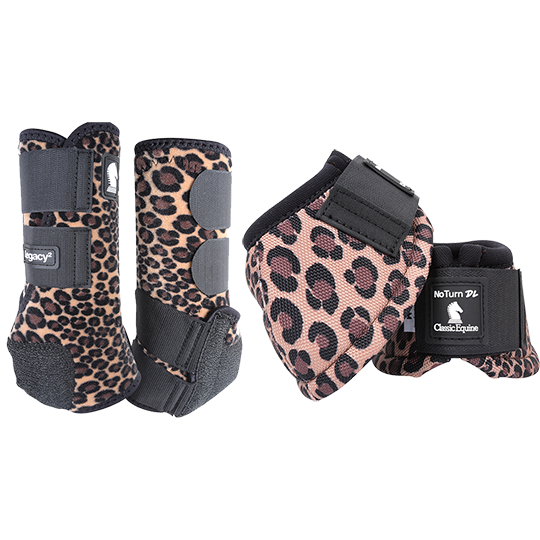 Classic Equine Legacy2 Front and Bell Boots Combo Pack- Cheetah