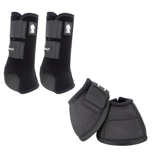 Classic Equine Legacy2 Front and Bell Boots Combo Pack- Black