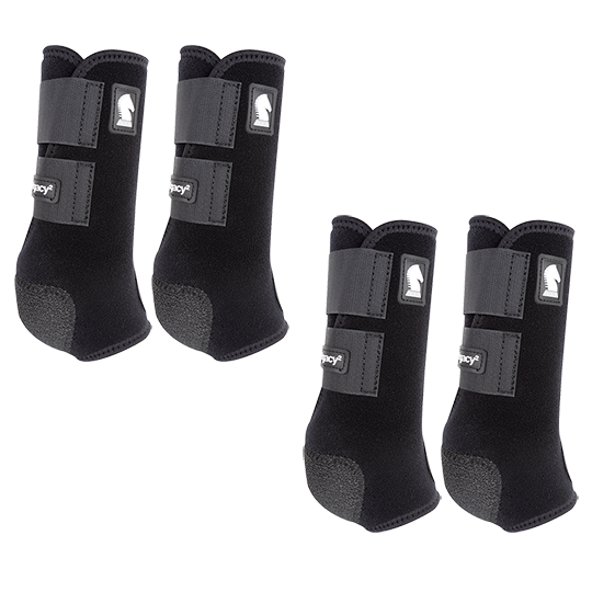 Classic Equine Legacy2 Front and Hind Boots Combo Pack- Black