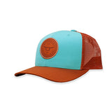 RopeSmart Ocean Blue and Toffee Cap with Circle Leather Logo Patch