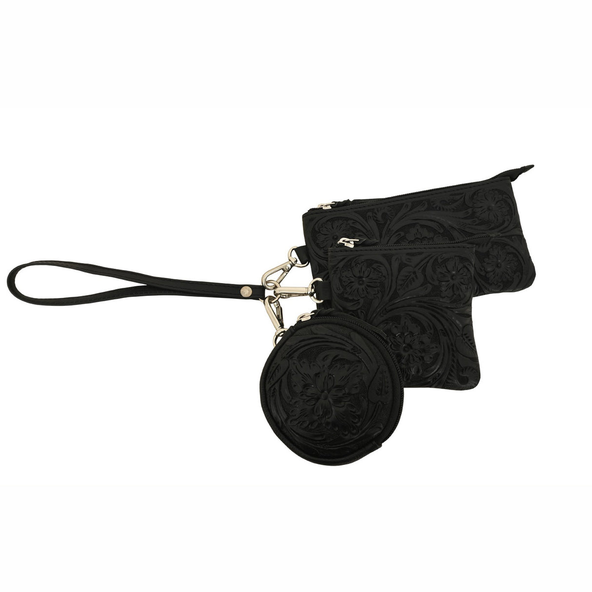 Rafter T Ranch Co Black Tooled Coin Purse Set