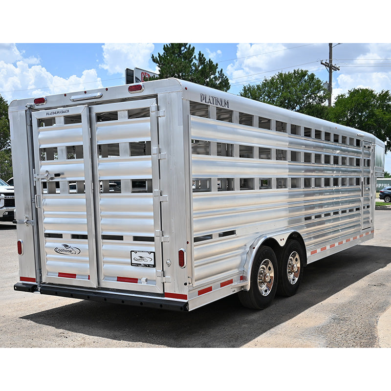 SOLD! 2025 Platinum Stock Trailer, 2 Cut Gates, 8'x24'x6'6"