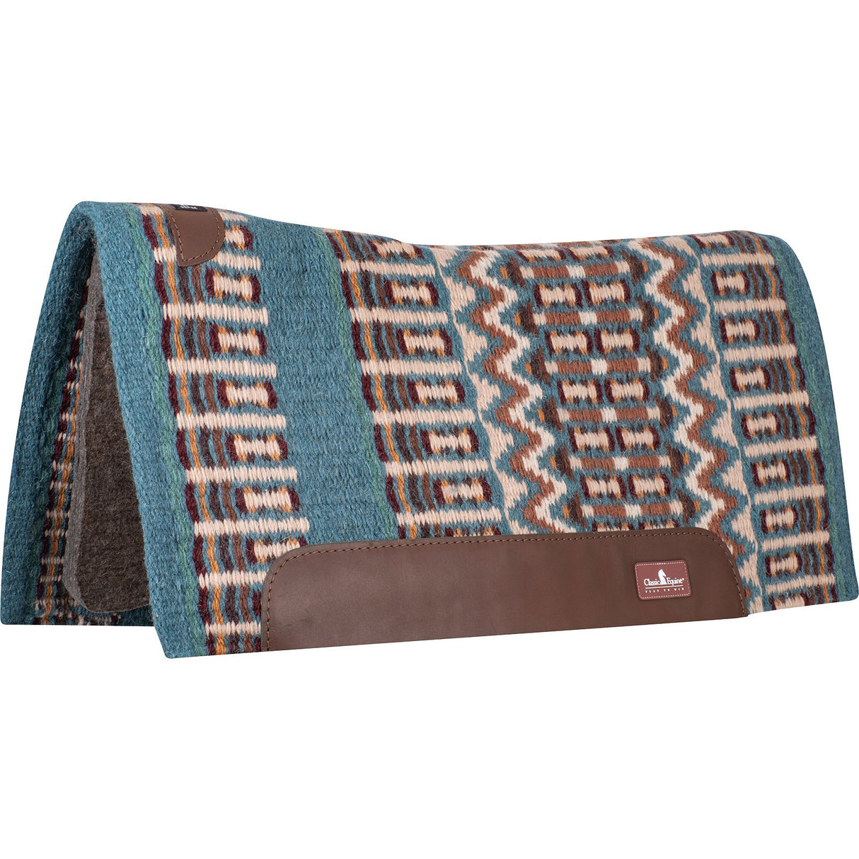 Classic Equine 1" 32"X34" Wool Top Saddle Pad- Peacock/Emerald