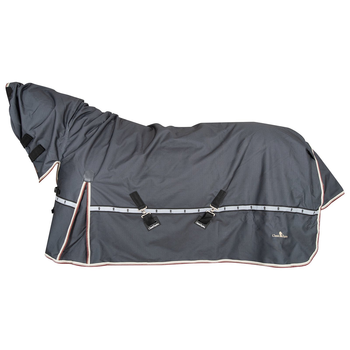 Classic Equine 5K Cross Trainer Turnout Blanket w/ Attached Hood- Charcoal