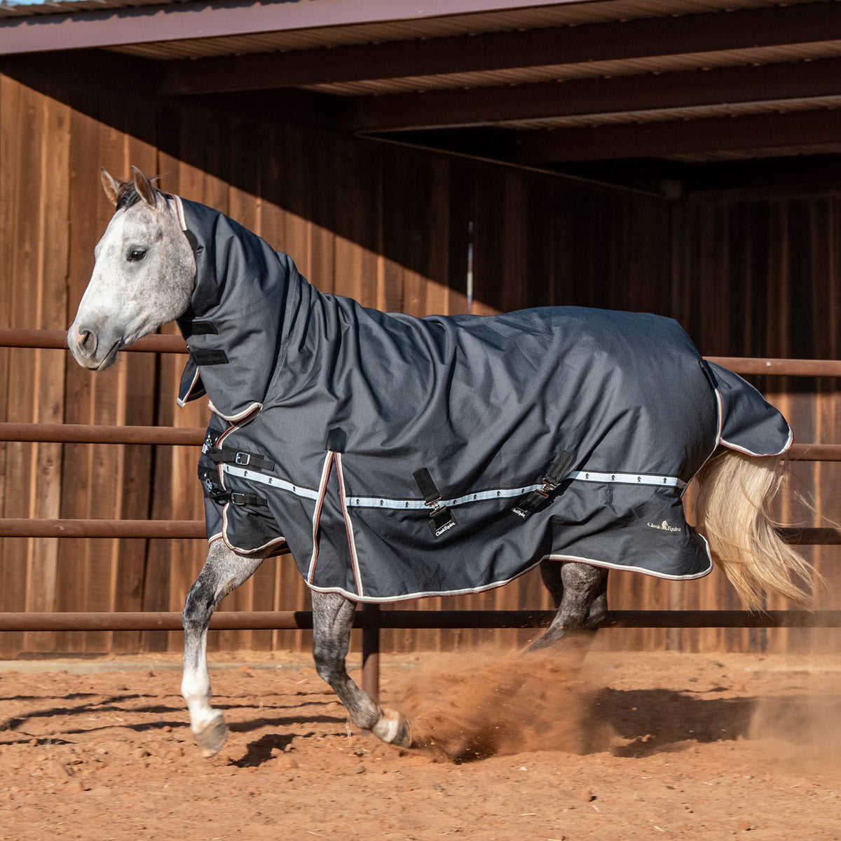 Classic Equine 5K Cross Trainer Turnout Blanket w/ Attached Hood- Charcoal