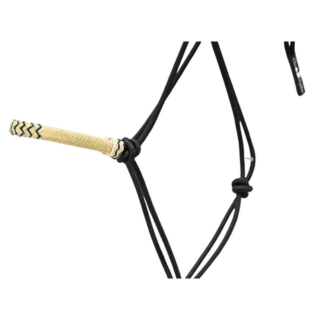 Classic Equine Rawhide Noseband Rope Halter with Lead- Black with Black Inlay