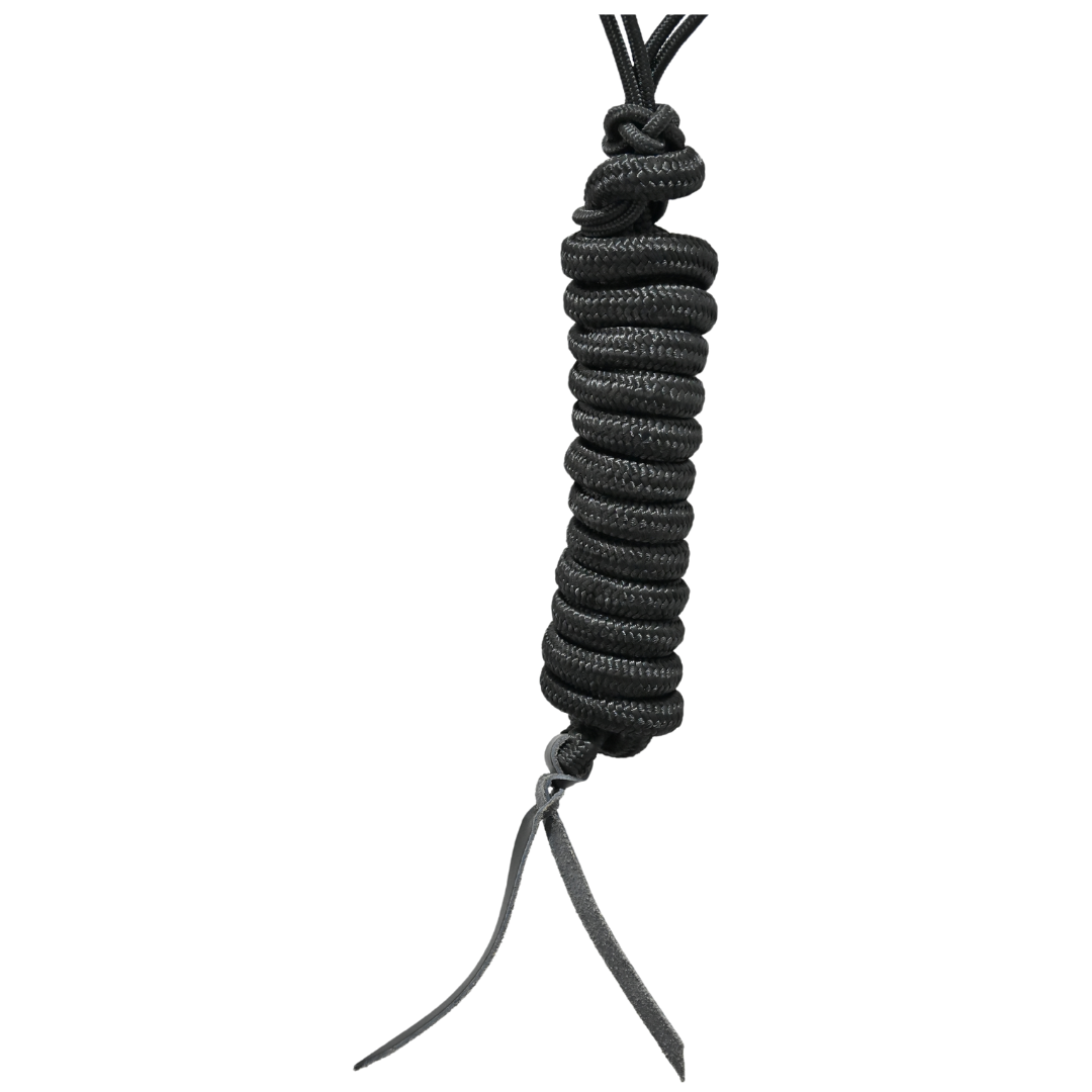 Classic Equine Rawhide Noseband Rope Halter with Lead- Black with Black Inlay