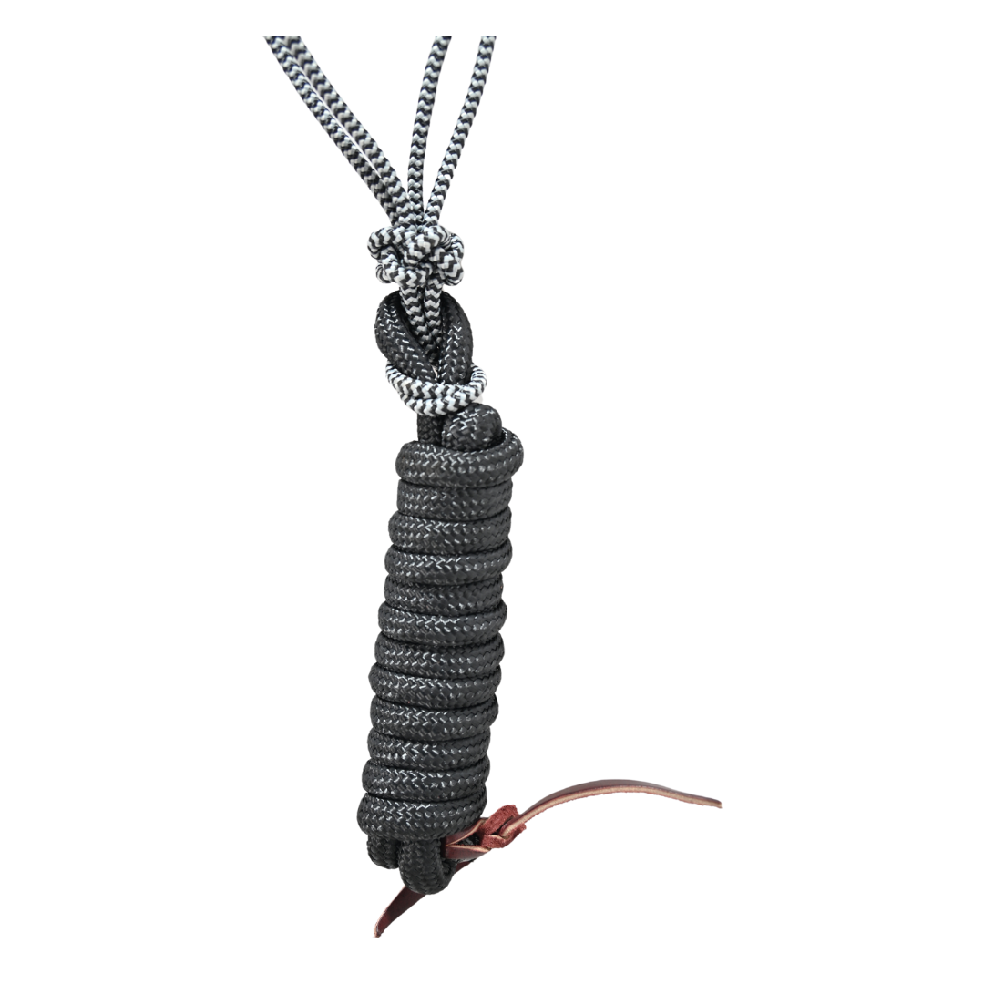 Classic Equine Rope Halter with 9' Lead Rope- Grey/Black