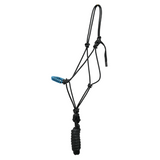 Coolhorse Black/Turquoise Braided Nose Rope Halter- 7' Black Lead