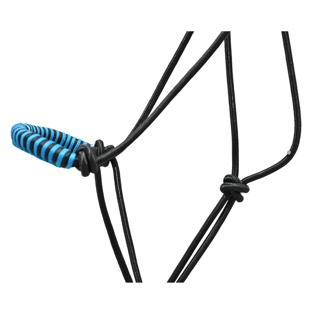 Coolhorse Black/Turquoise Braided Nose Rope Halter- 7' Black Lead