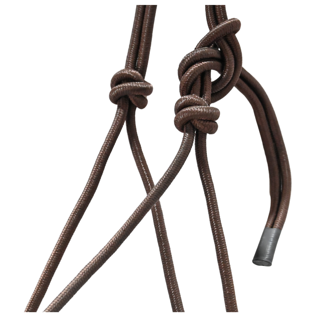 Coolhorse Brown/Turquoise Braided Nose Rope Halter- 7' Brown Lead