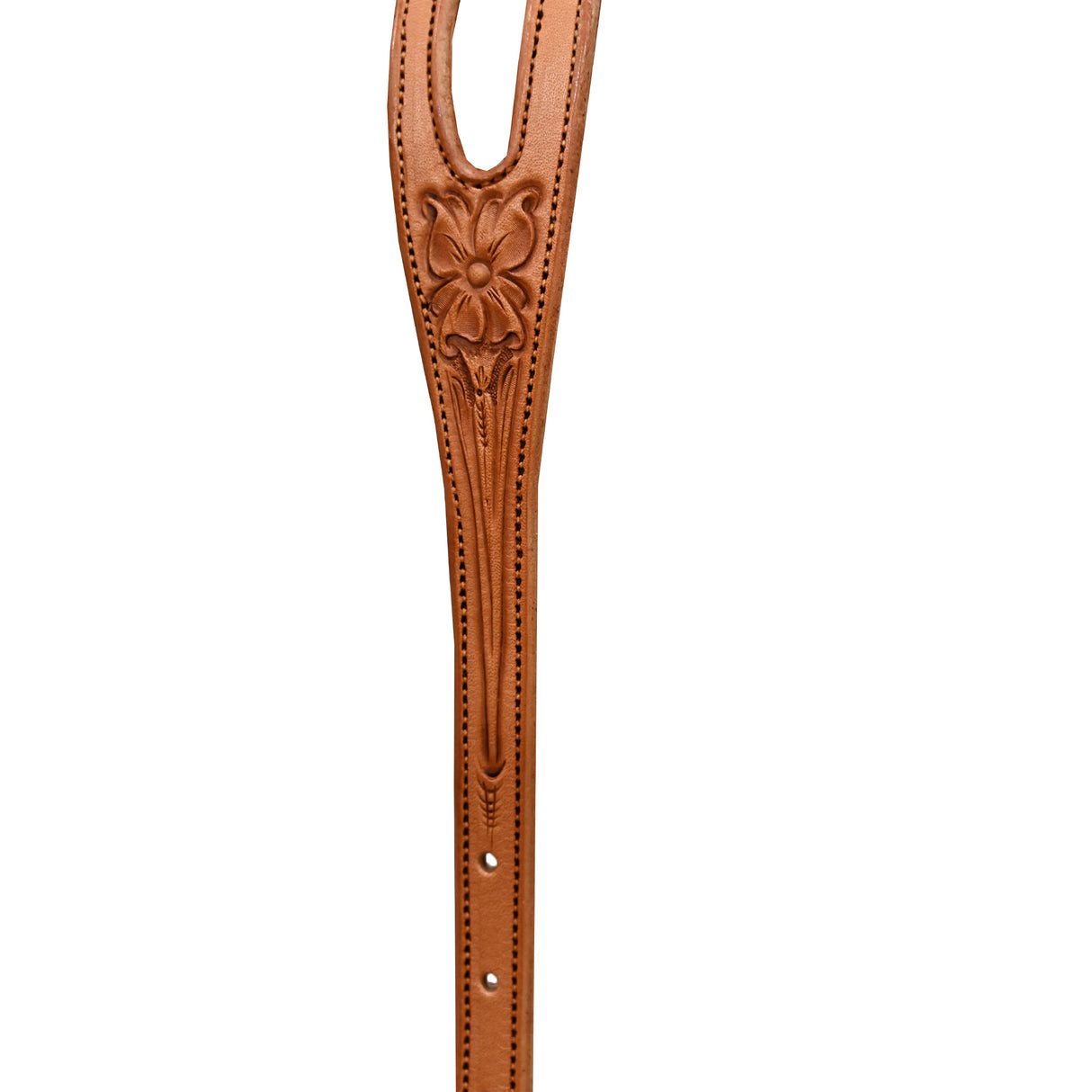 Coolhorse Leather Floral Tooled Slot Ear Headstall with Copper Sinclair Buckle