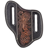 3D Leather Pancake Knife Sheath with Floral Tooling