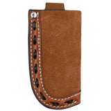 3D Small Vertical Leather Roughout Knife Sheath with Brown Buckstitch