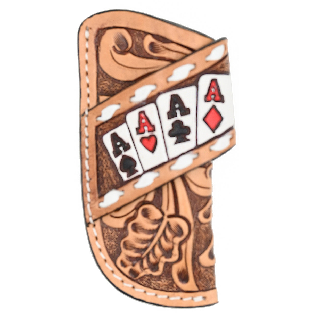 3D Leather Hand Painted Card Suit Knife Sheath