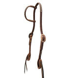 Cowperson Tack Slip Ear Headstall with Copper Buckle and Patina Turquoise Spots