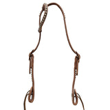 Cowperson Tack Slip Ear Headstall with Copper Buckle and Patina Turquoise Spots